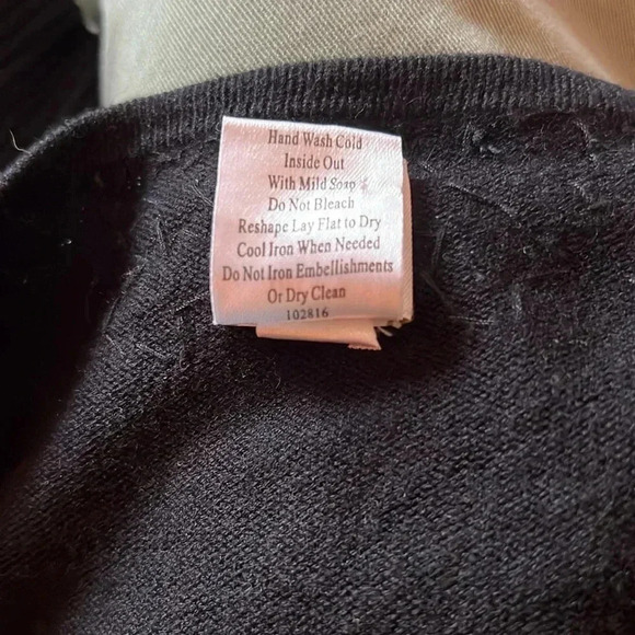 Garnet Hill Women’s Black Silk Cashmere Blend Sequin Collar Cardigan Large - Picture 13 of 13